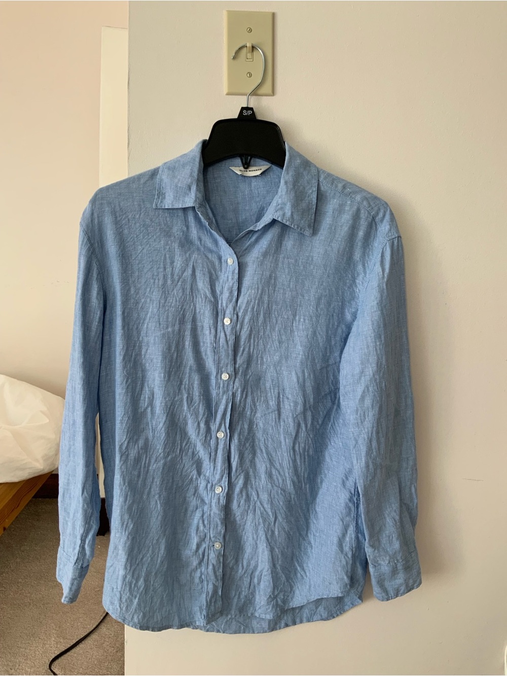 Club Monaco Unisex Light Blue Linen Shirt Size Small